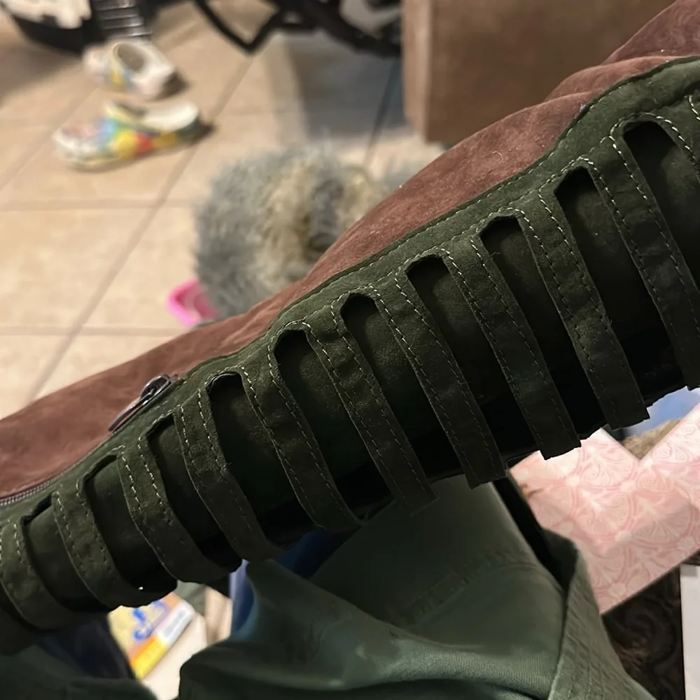 Stylish Green and Brown Women's Boots